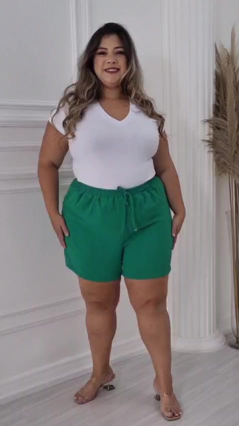 KIT 2 Bermuda Shorts Feminino Duna Confortável Saída Praia Plus Tecido Leve Preto Bege Verde Rosa To