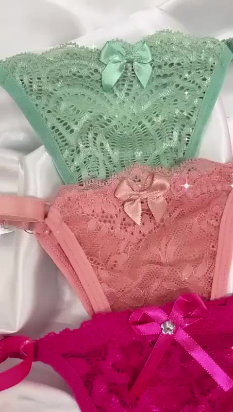 Kit 10 Calcinhas Renda Lingerie com Regulagem Luxo Fio Dental Sexy Feminina Sensual Moda Intima