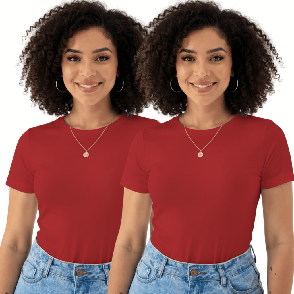 Kit 2 Blusas Femininas Suplex Manga Curta Básica Premium