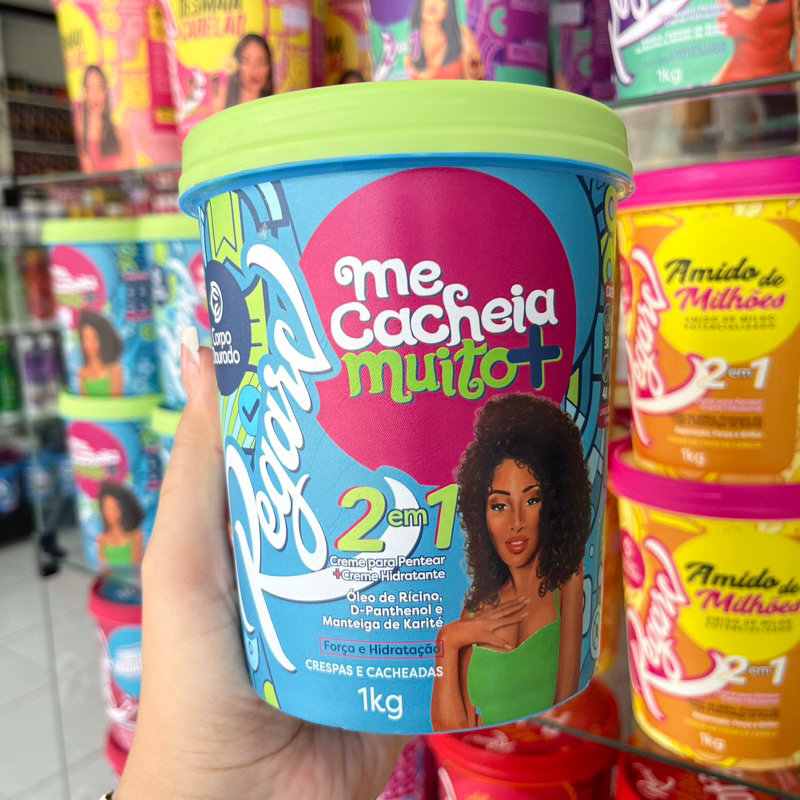 Creme de Pentear e Hidratante 2 em 1 Me Cacheia Muito + para Crespas e Cacheadas Corpo Dourado 1kg