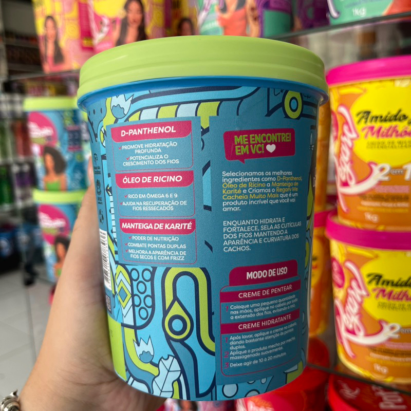Creme de Pentear e Hidratante 2 em 1 Me Cacheia Muito + para Crespas e Cacheadas Corpo Dourado 1kg