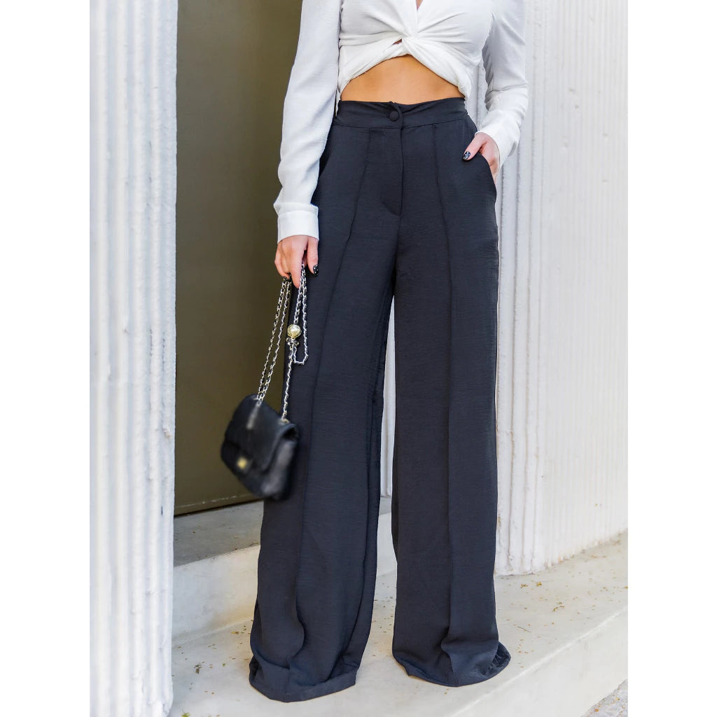 Calça GG Feminina Pantalona Wide Leg Duna com Botão Tendência 2025