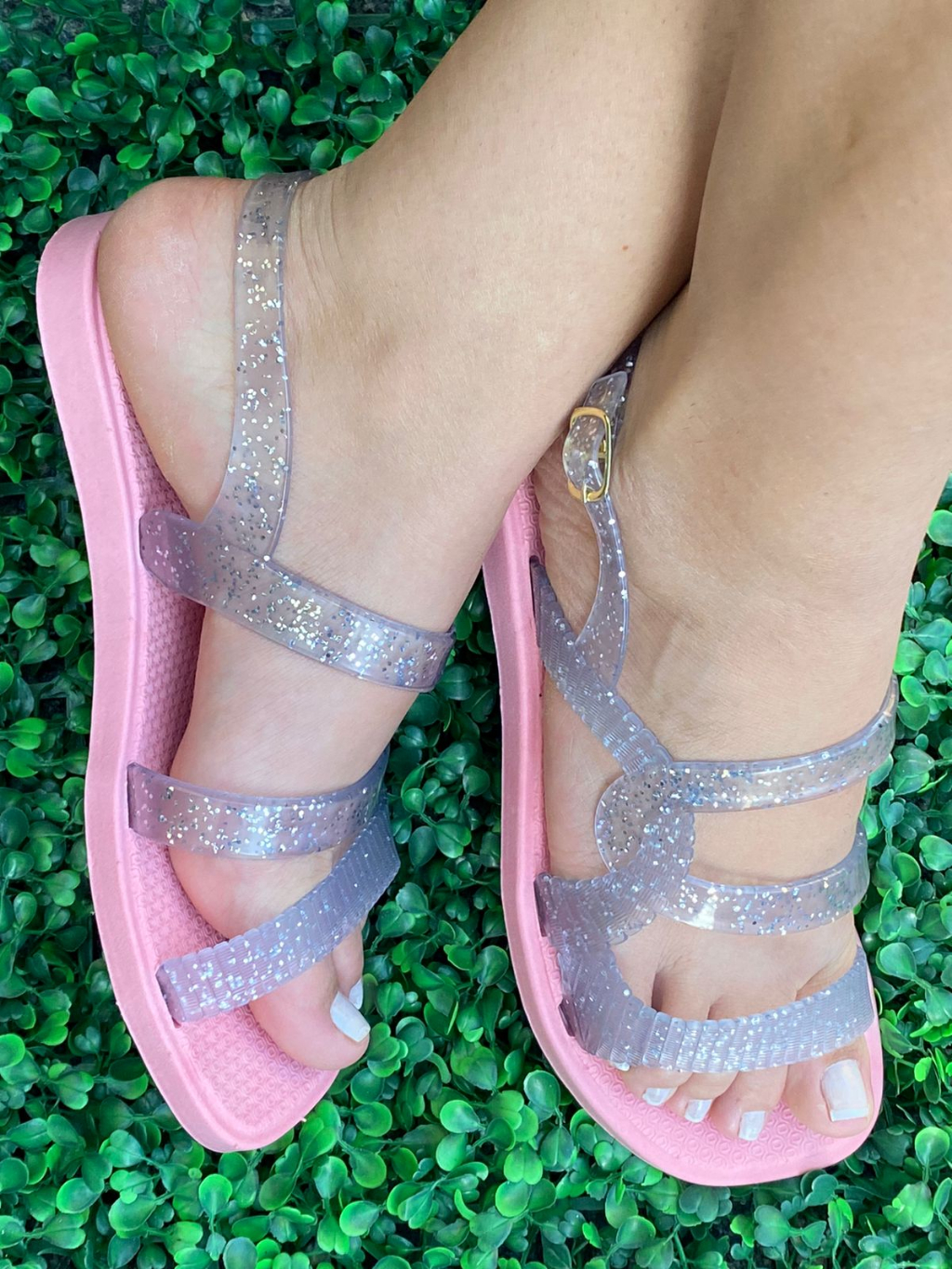 Sandália Feminina Papete Birken Brilho Glitter Percata Rasteirinha