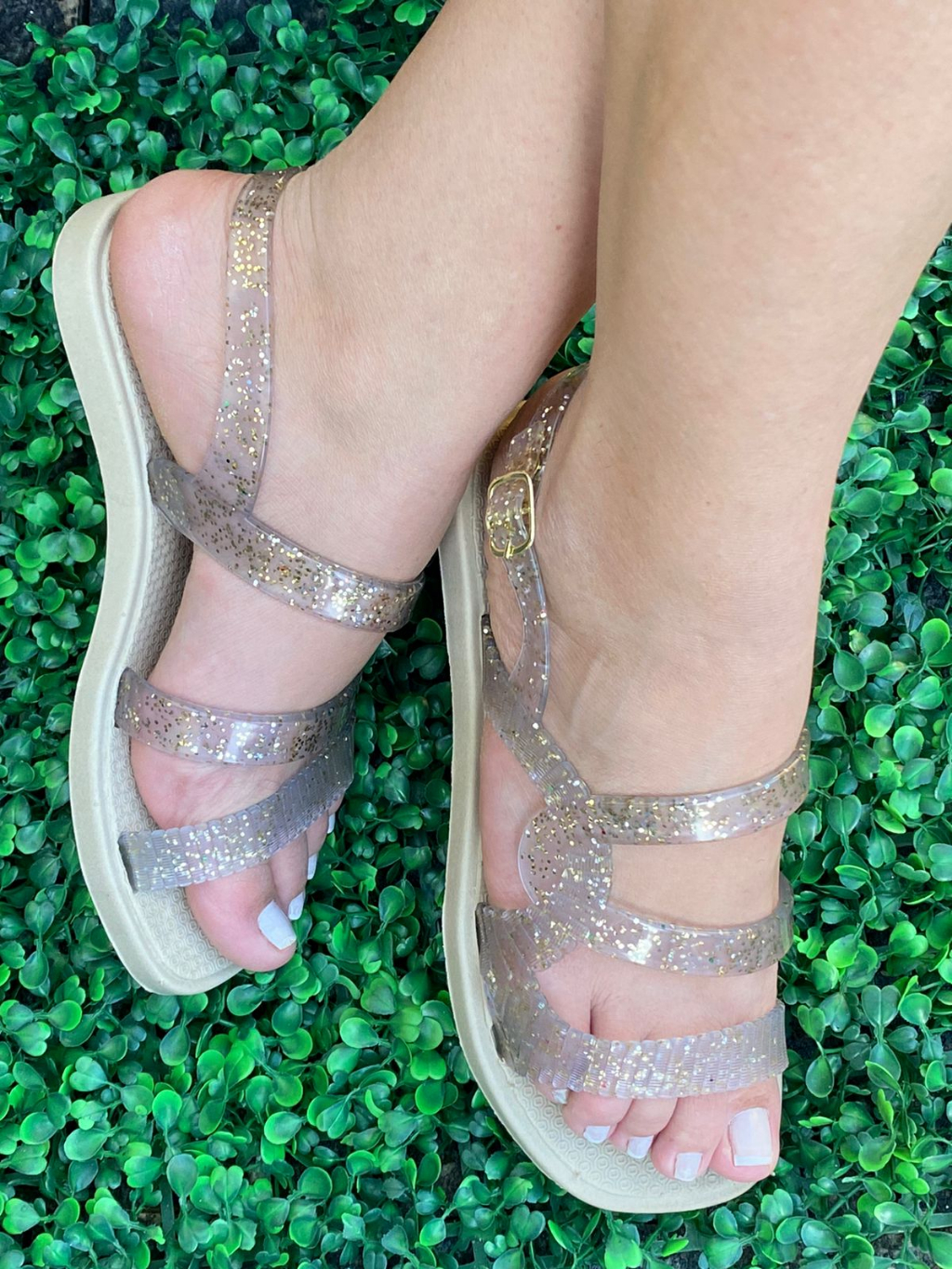 Sandália Feminina Papete Birken Brilho Glitter Percata Rasteirinha