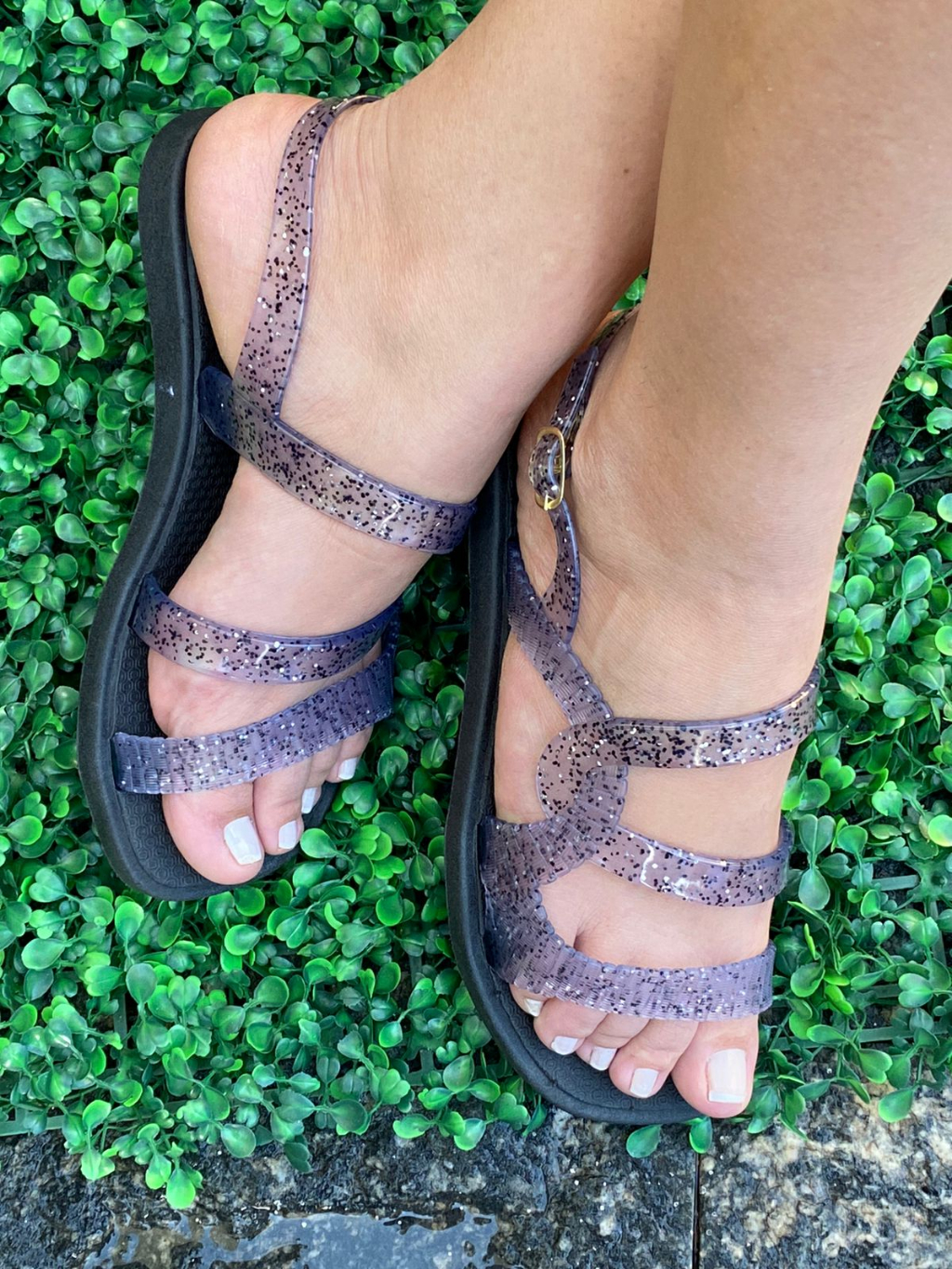 Sandália Feminina Papete Birken Brilho Glitter Percata Rasteirinha