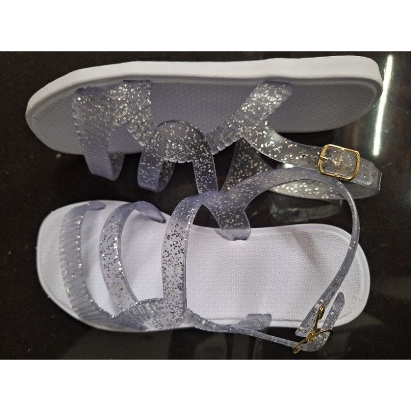 Sandália Feminina Papete Tipo Birken Brilho Glitter Percata Rasteirinha