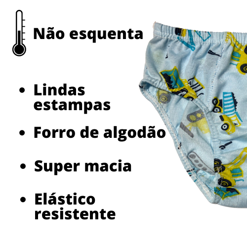 Kit 5-10 Cueca infantil menino slip com forro