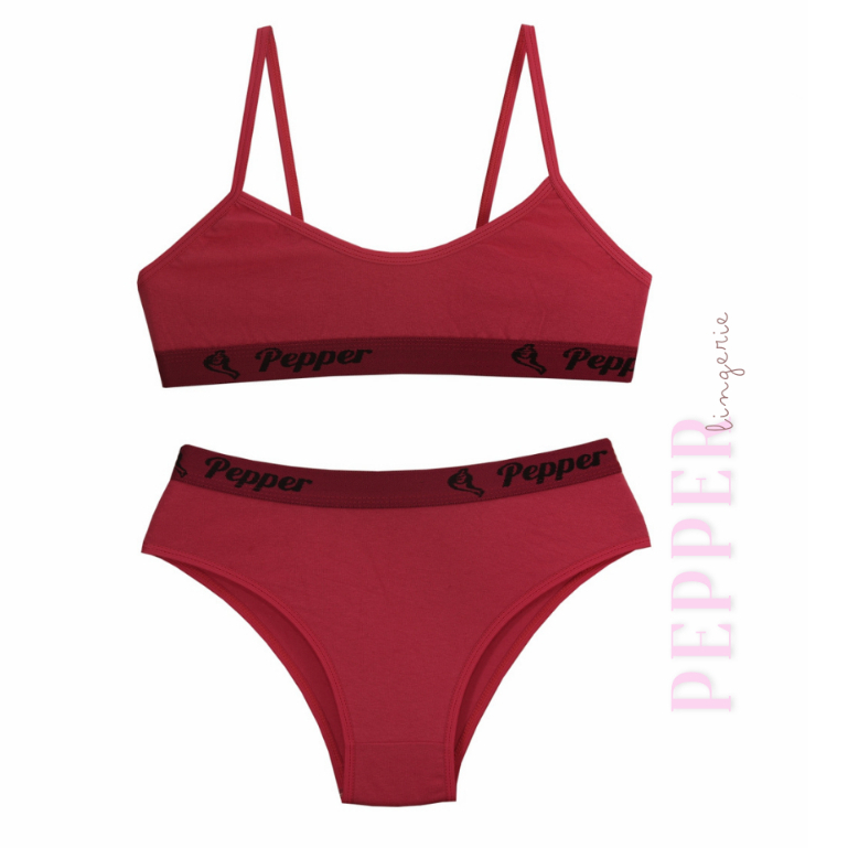 Kit 5 Conjuntos Juvenil para Pré Adolescente Lisos Calcinha e Sutiã Algodão 8% - PEPPER LINGERIE