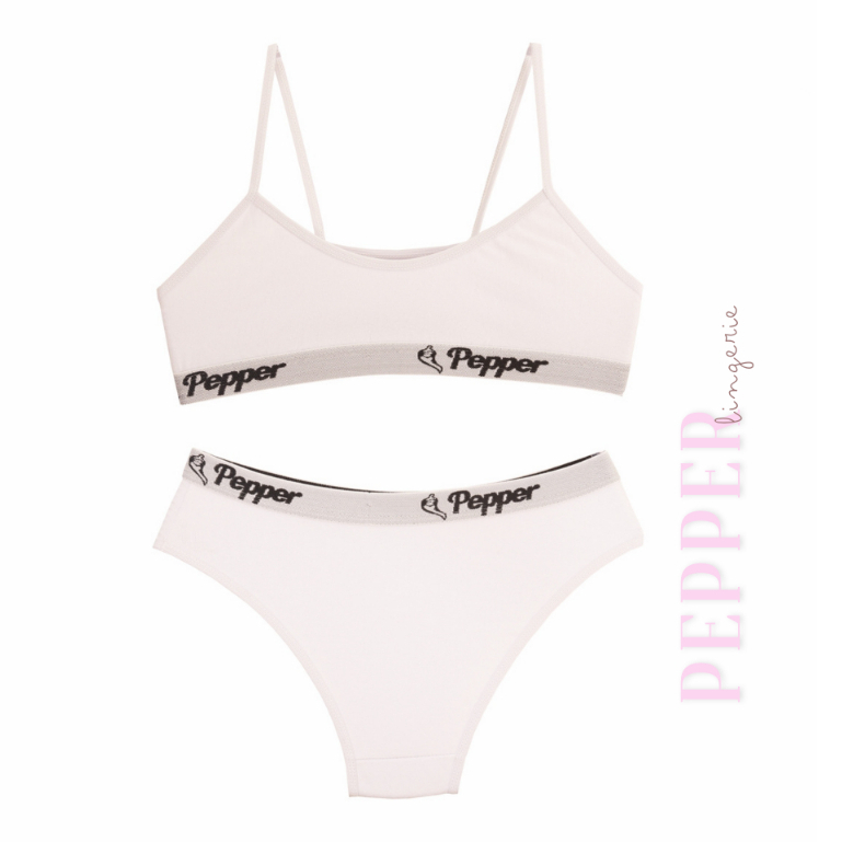 Kit 5 Conjuntos Juvenil para Pré Adolescente Lisos Calcinha e Sutiã Algodão 8% - PEPPER LINGERIE
