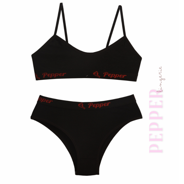 Kit 5 Conjuntos Juvenil para Pré Adolescente Lisos Calcinha e Sutiã Algodão 8% - PEPPER LINGERIE