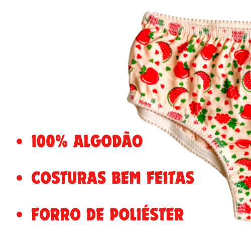 Kit 5-10 Calcinha infantil menina 100% algodão