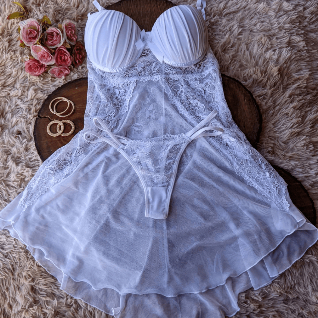 Camisola com Bojo confortavel Calcinha Fio dental sensual e Leve Pijama Feminino Langerie Soutien Camisolas