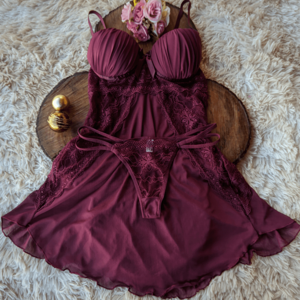 Camisola com Bojo confortavel Calcinha Fio dental sensual e Leve Pijama Feminino Langerie Soutien Camisolas