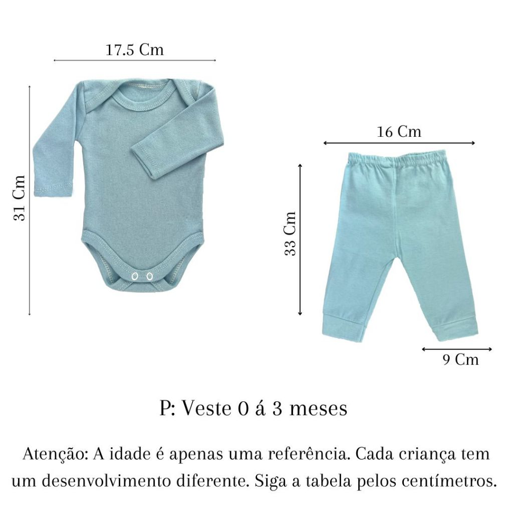 kit 4 peças mijão calça e body manga longa infantil bebe masculino e feminino