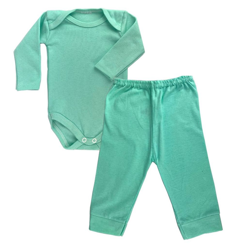 kit 4 peças mijão calça e body manga longa infantil bebe masculino e feminino