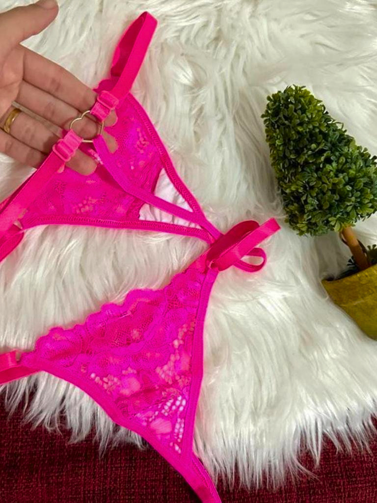 Kit 10 Calcinhas Tanga Fio Dental Sexy Lingerie com Coração Regulagem Feminino