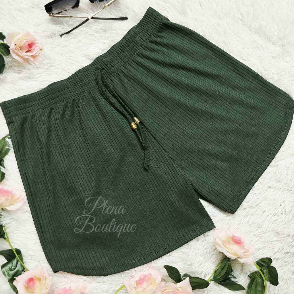 Shorts Feminino Canelado Casual Cores
