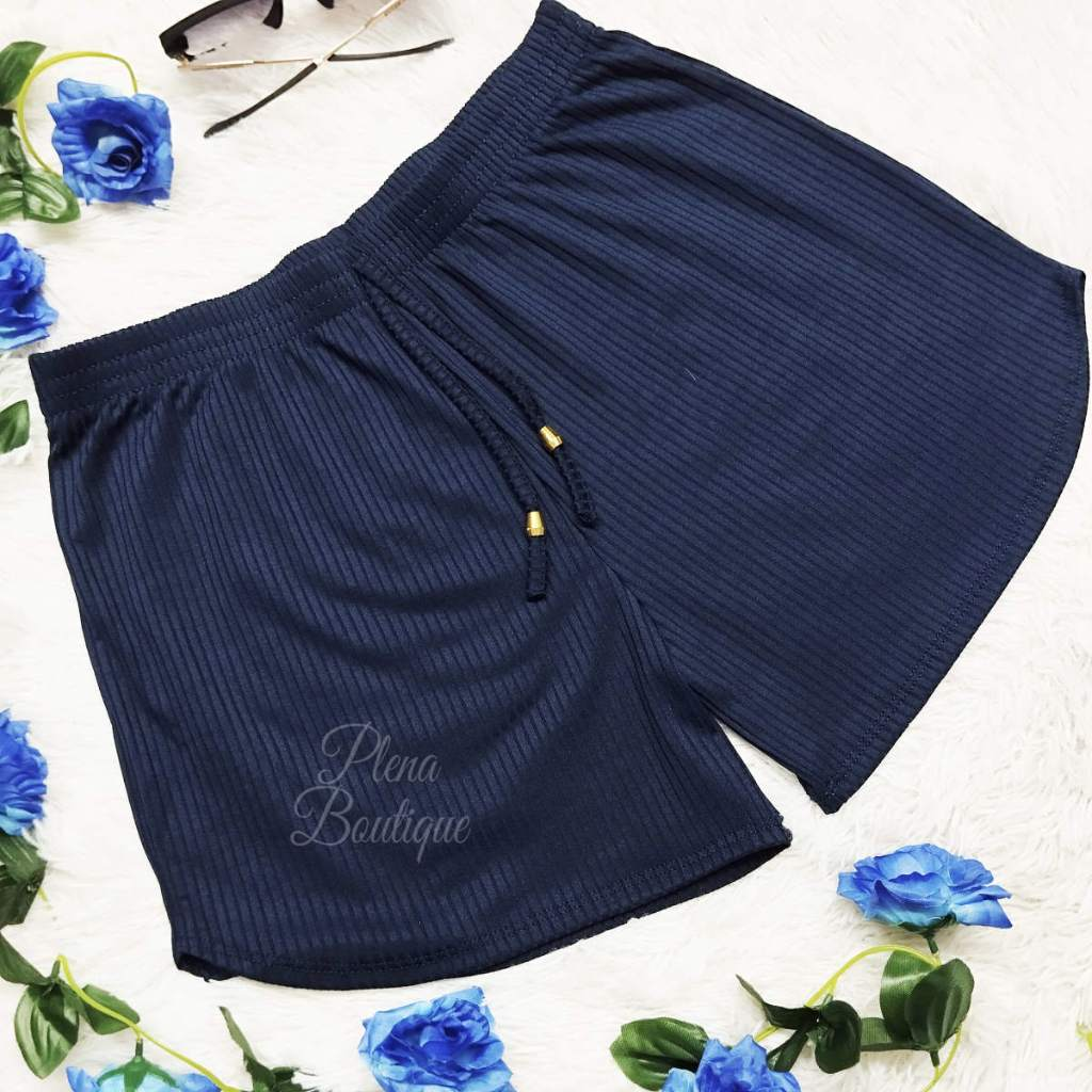 Shorts Feminino Canelado Casual Cores
