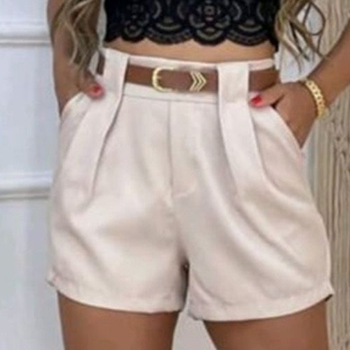 Short Feminino Social Com CINTO e BOLSOS Cintura Alta PROMOÇÃO P ao GG