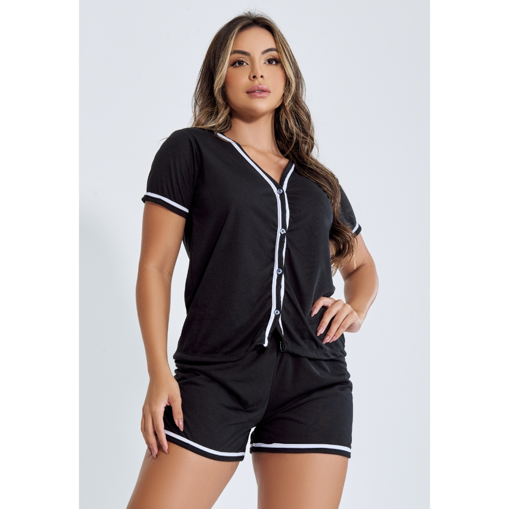 Promoção Pijama Curto Em Malha Blogueirinha Short e Blusa Amamentação