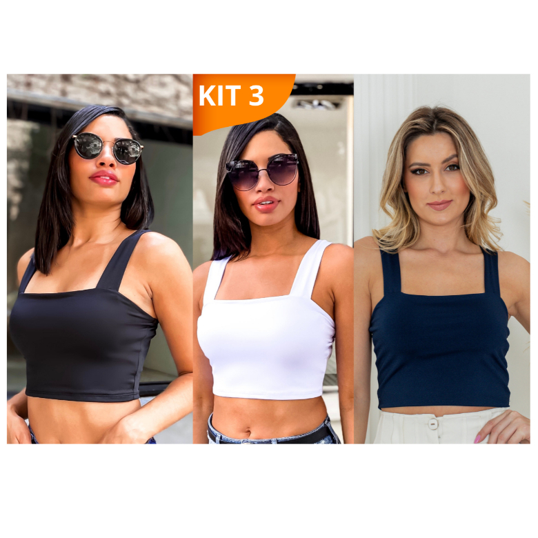 KIT 3: Cropped Alça Grossa Suplex - Várias Combinações