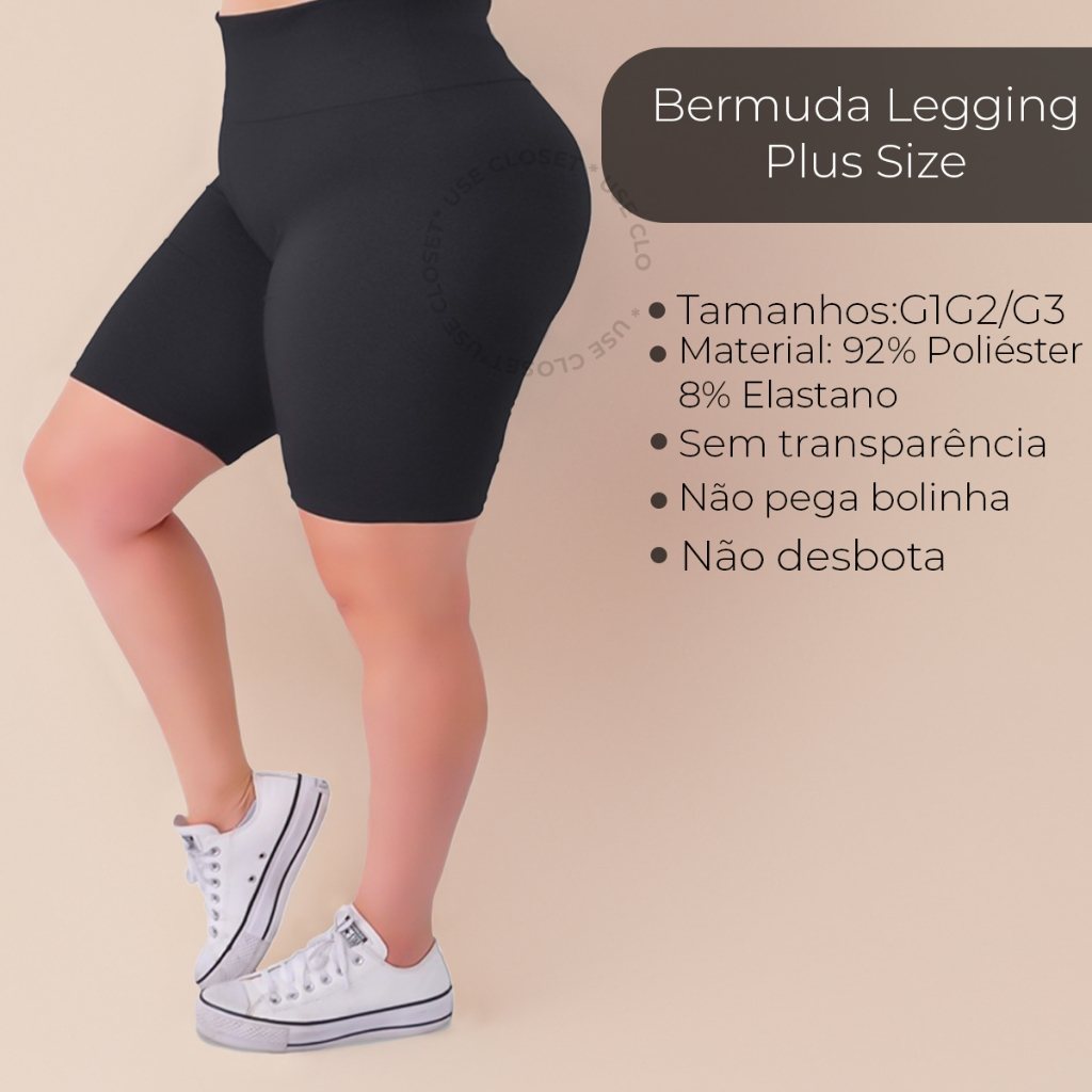 Kit C/2 Bermudas Plus Size Feminina Short Ciclista Roupa de Academia Fitness Bermuda Cós Alto