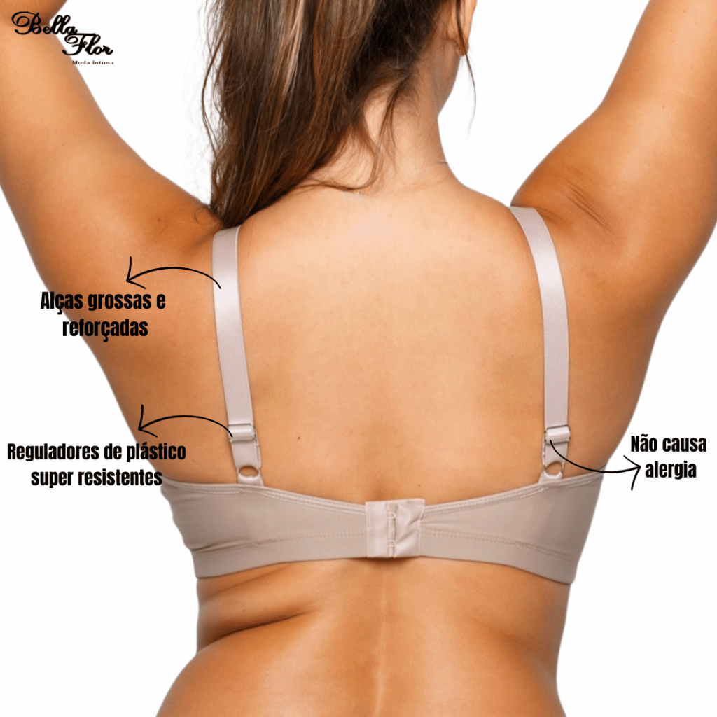 Kit 2 Sutiãs Plus Size Reforçado Alta Sustentação Tecido Duplo Alças Grossas Sem Bojo