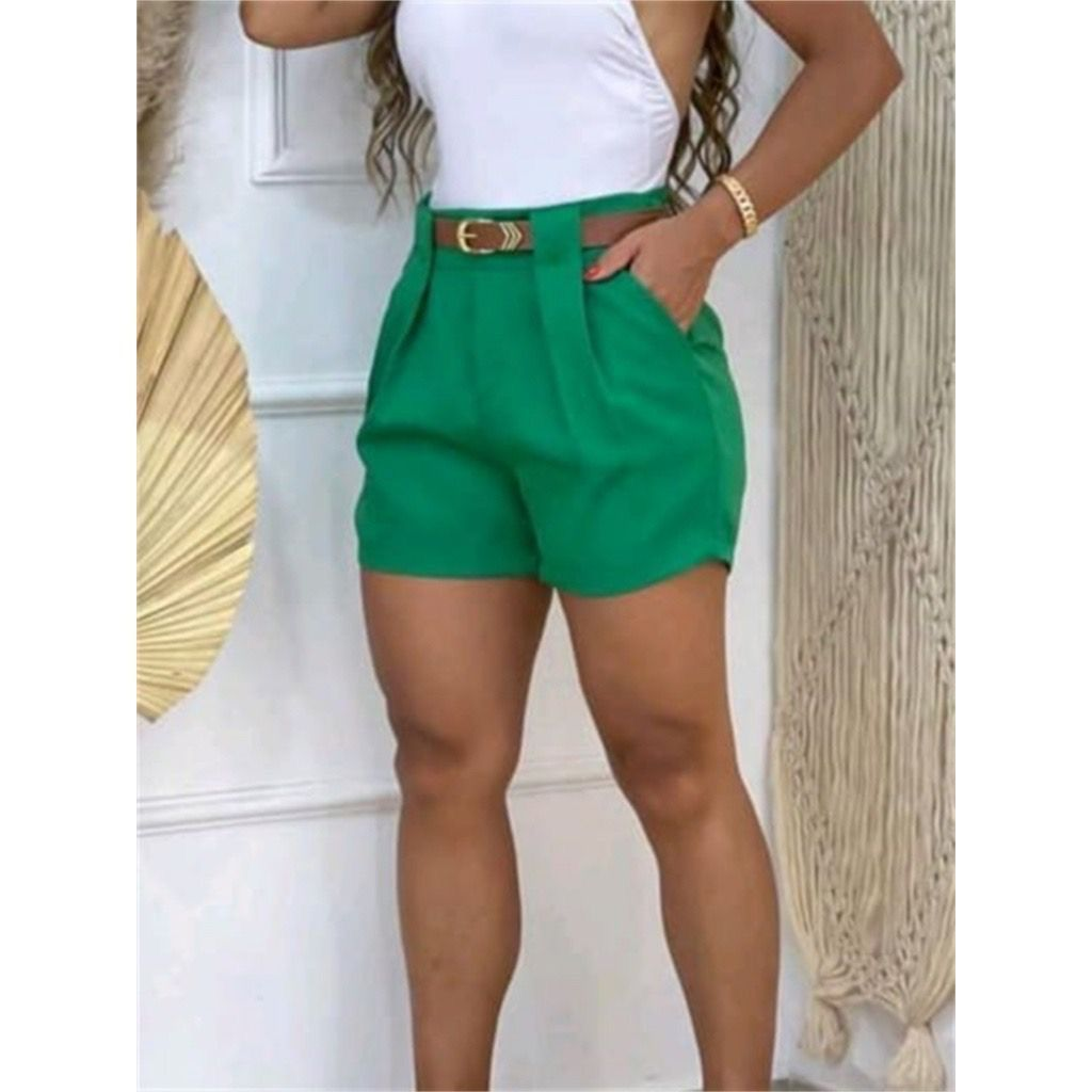 Short Feminino Social Com CINTO e BOLSOS Cintura Alta PROMOÇÃO P ao GG