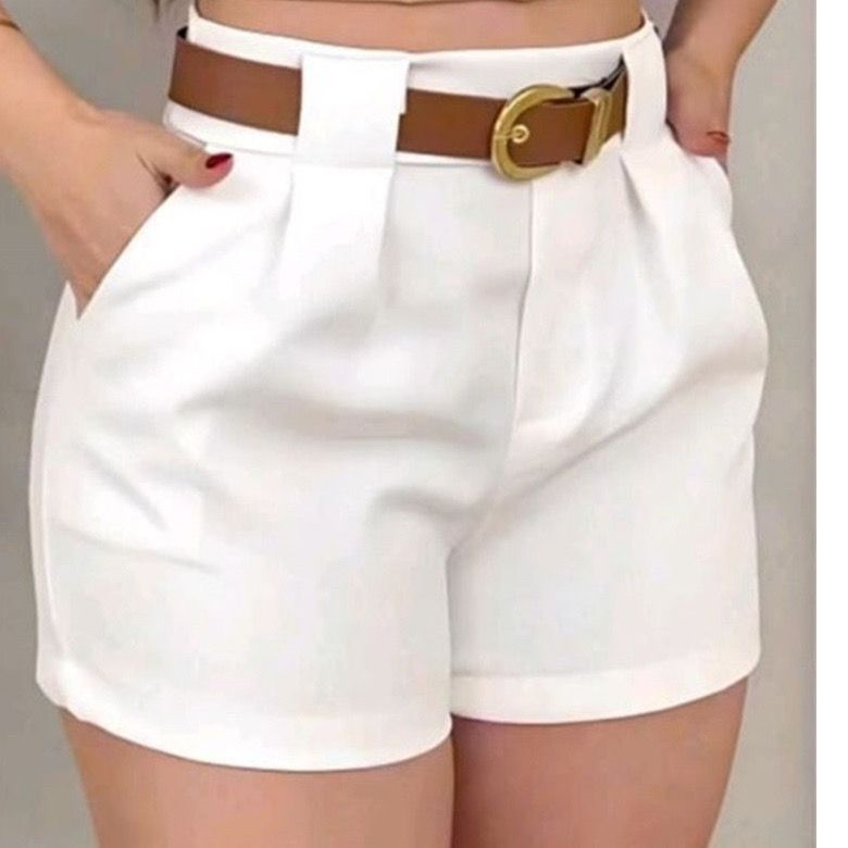 Short Feminino Social Com CINTO e BOLSOS Cintura Alta PROMOÇÃO P ao GG