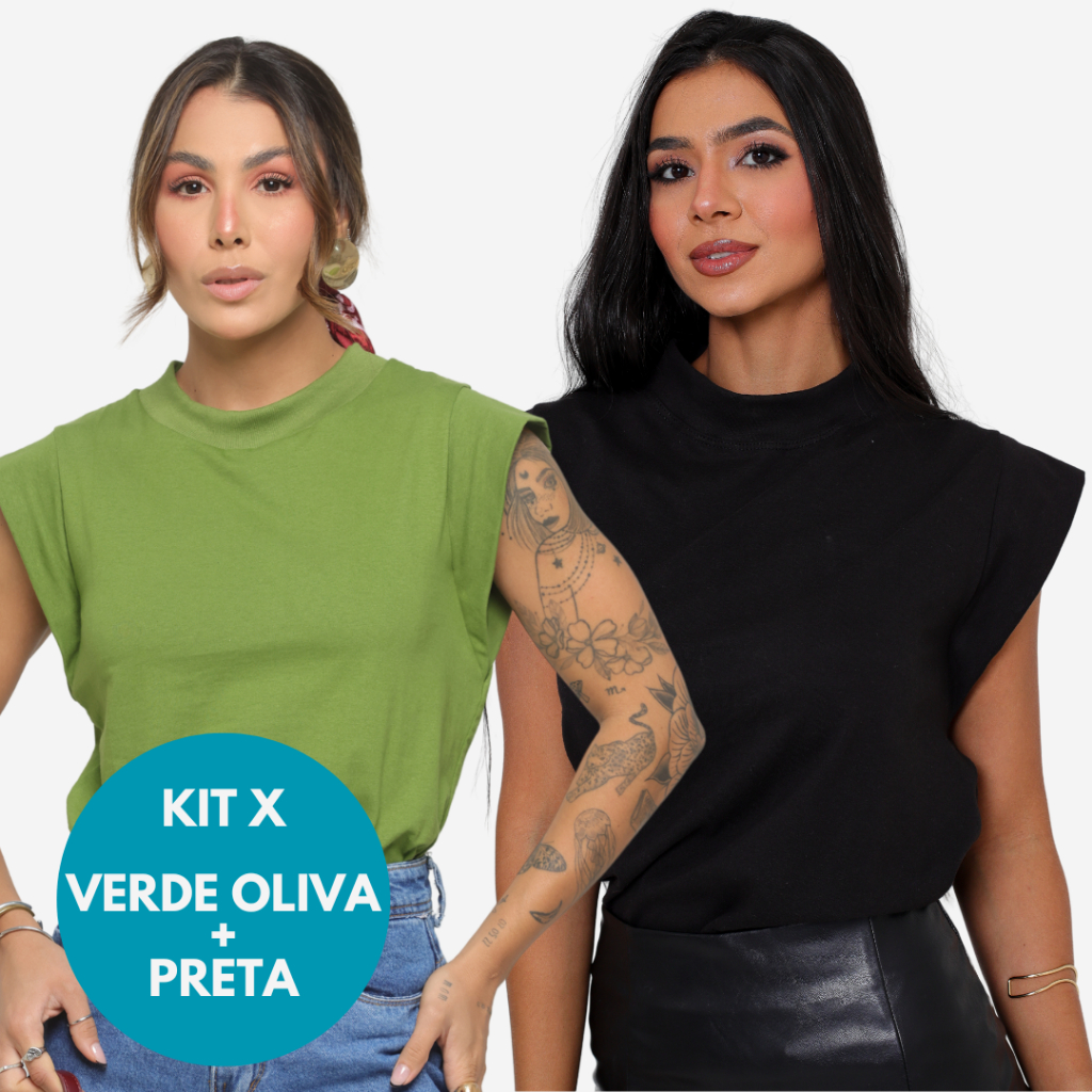 KIT 2 Unidades Camiseta Muscle Tee Regata Ampla de Ombreira