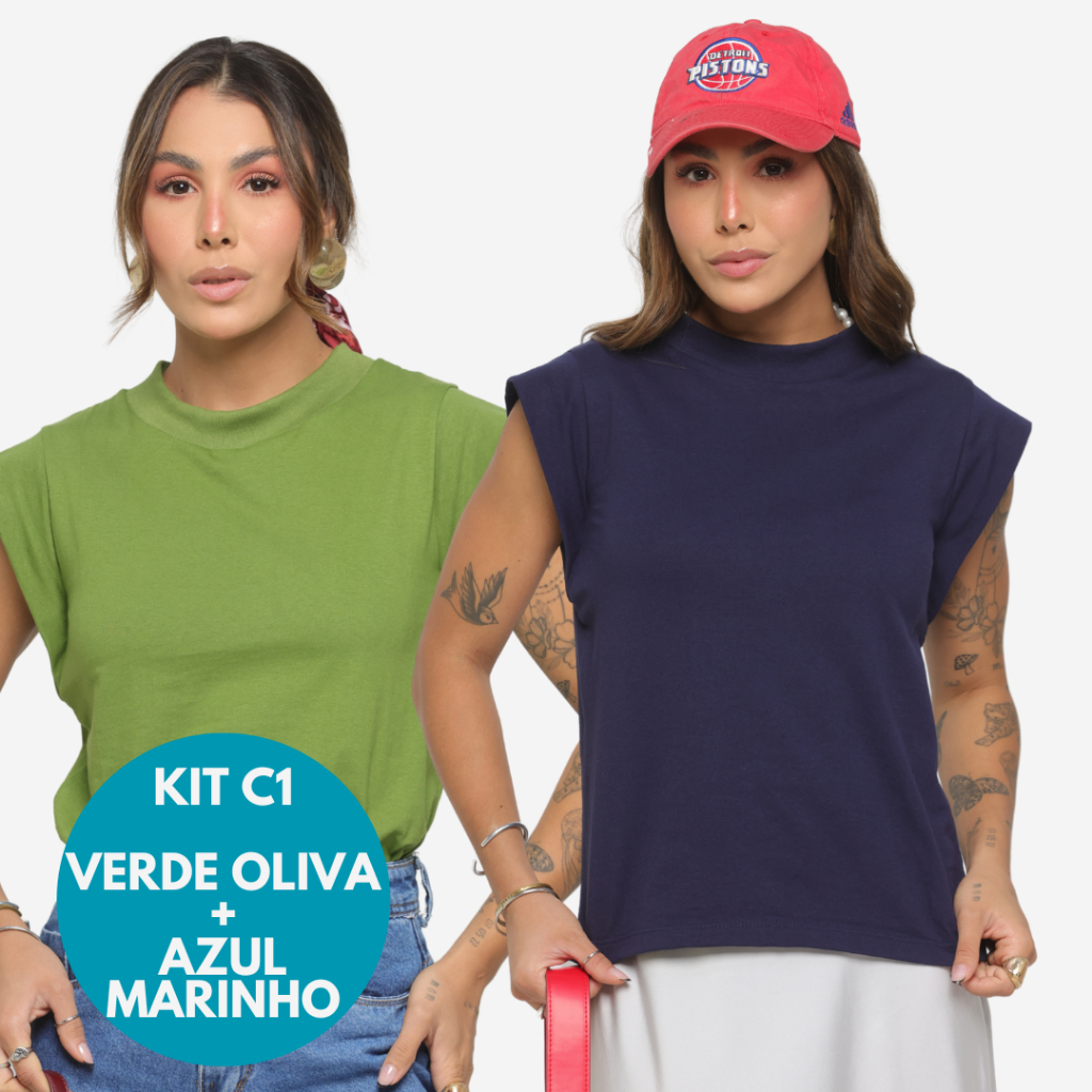 KIT 2 Unidades Camiseta Muscle Tee Regata Ampla de Ombreira