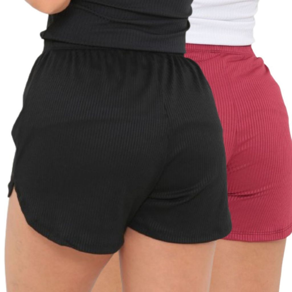 Kit 2 Shorts Feminino Canelado P ao G3