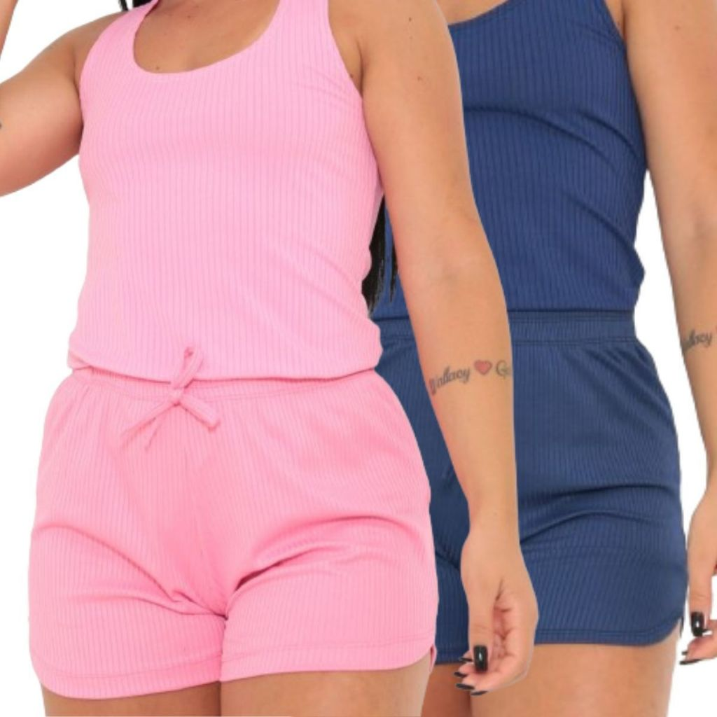 Kit 2 Shorts Feminino Canelado P ao G3