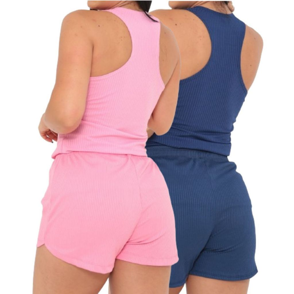 Kit 2 Shorts Feminino Canelado P ao G3