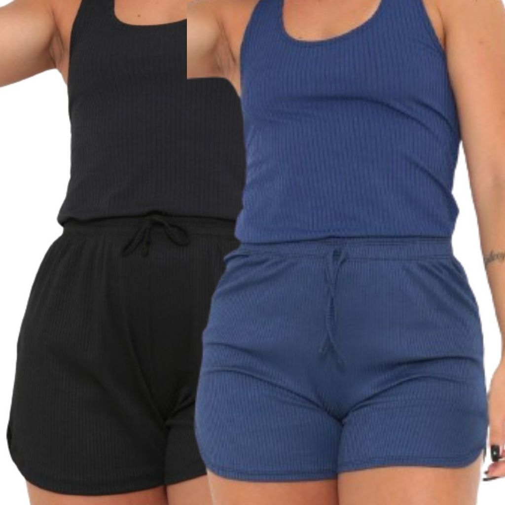 Kit 2 Shorts Feminino Canelado P ao G3