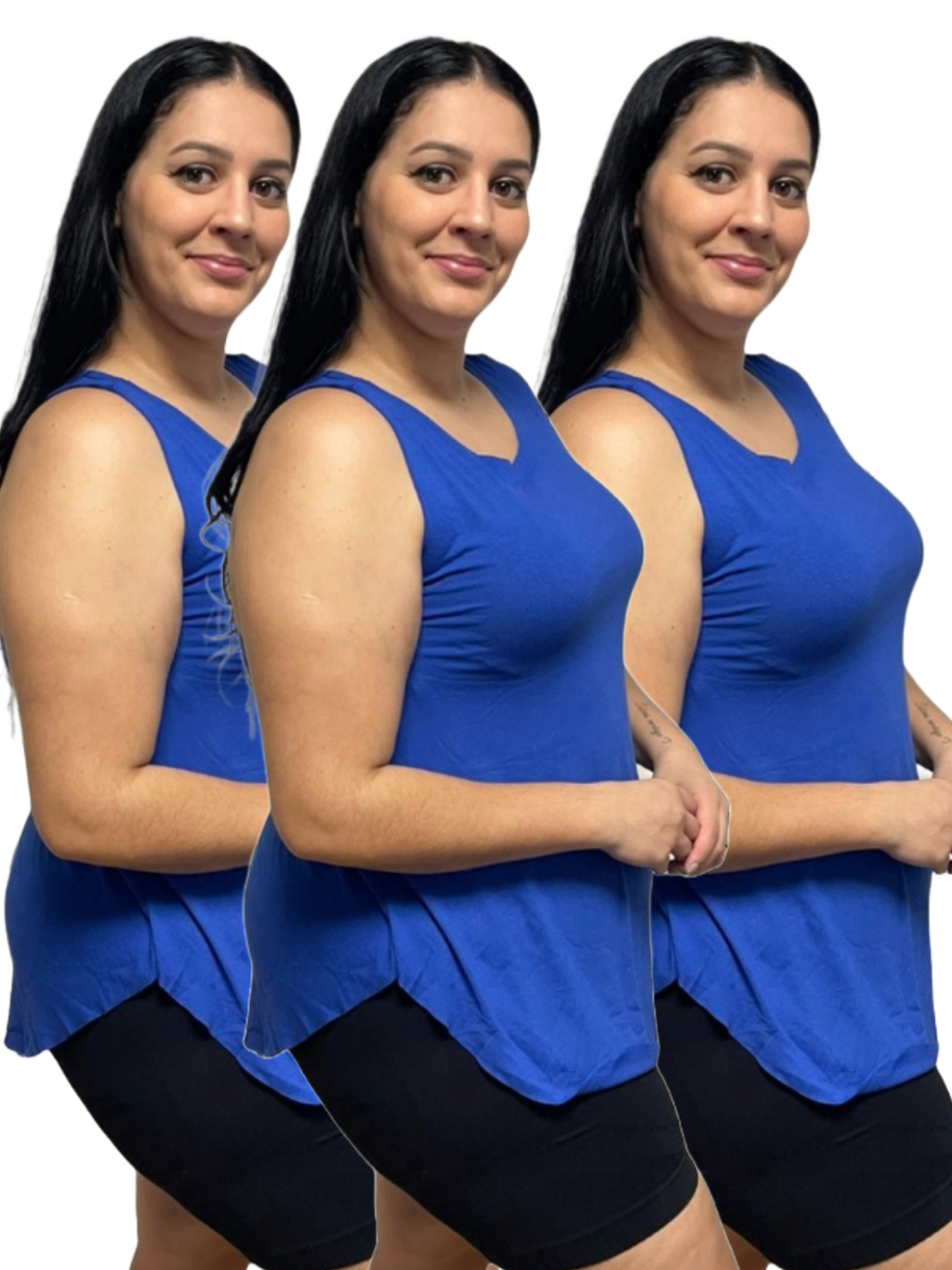 KIT 3 Regata Plus Size Feminina Tapabumbum Nadador Fitness Academia Viscolycra