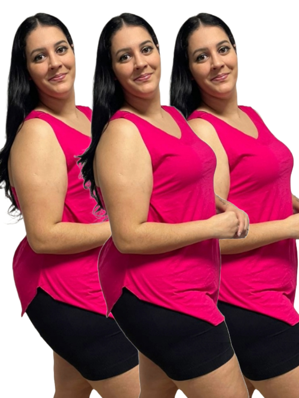 KIT 3 Regata Plus Size Feminina Tapabumbum Nadador Fitness Academia Viscolycra