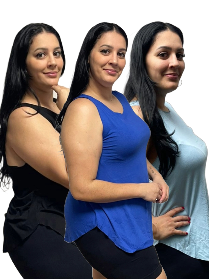 KIT 3 Regata Plus Size Feminina Tapabumbum Nadador Fitness Academia Viscolycra
