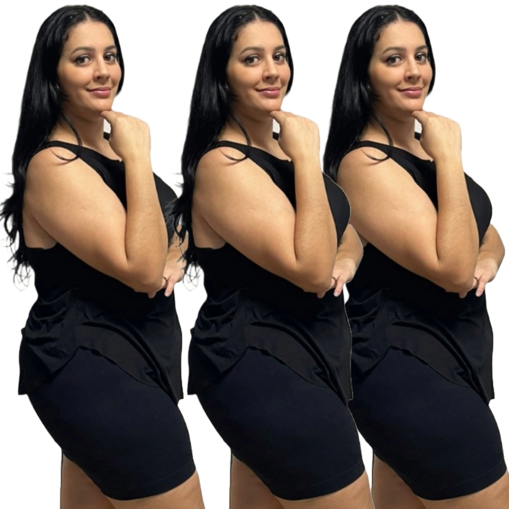 KIT 3 Regata Plus Size Feminina Tapabumbum Nadador Fitness Academia Viscolycra