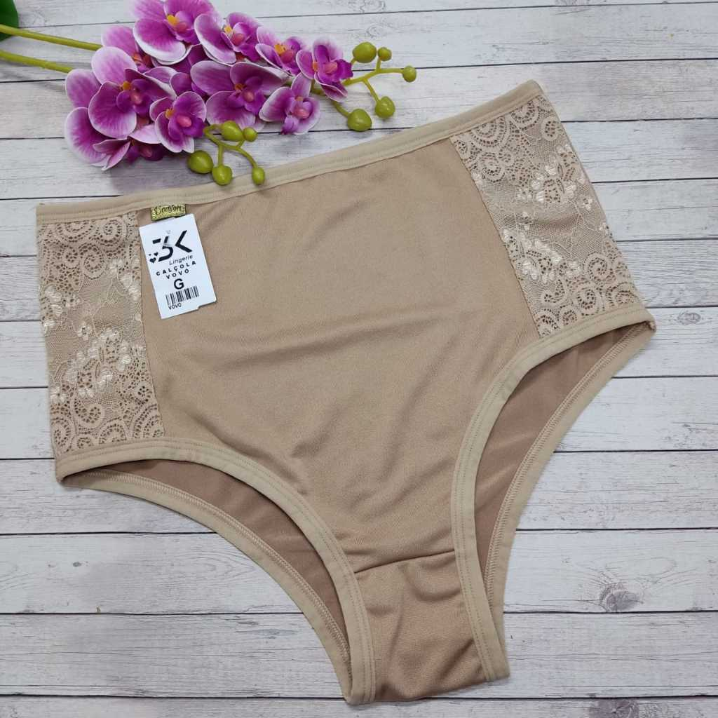 kit 5 calcinha calçola senhora cintura alta hot pants REGULAR e PLUS SIZE conforto (KIT 5 Maria)