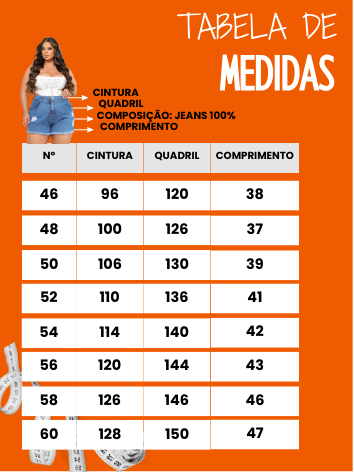 Short Jeans Plus Size Feminino Cós Alto 100% Algodao ( Não estica )