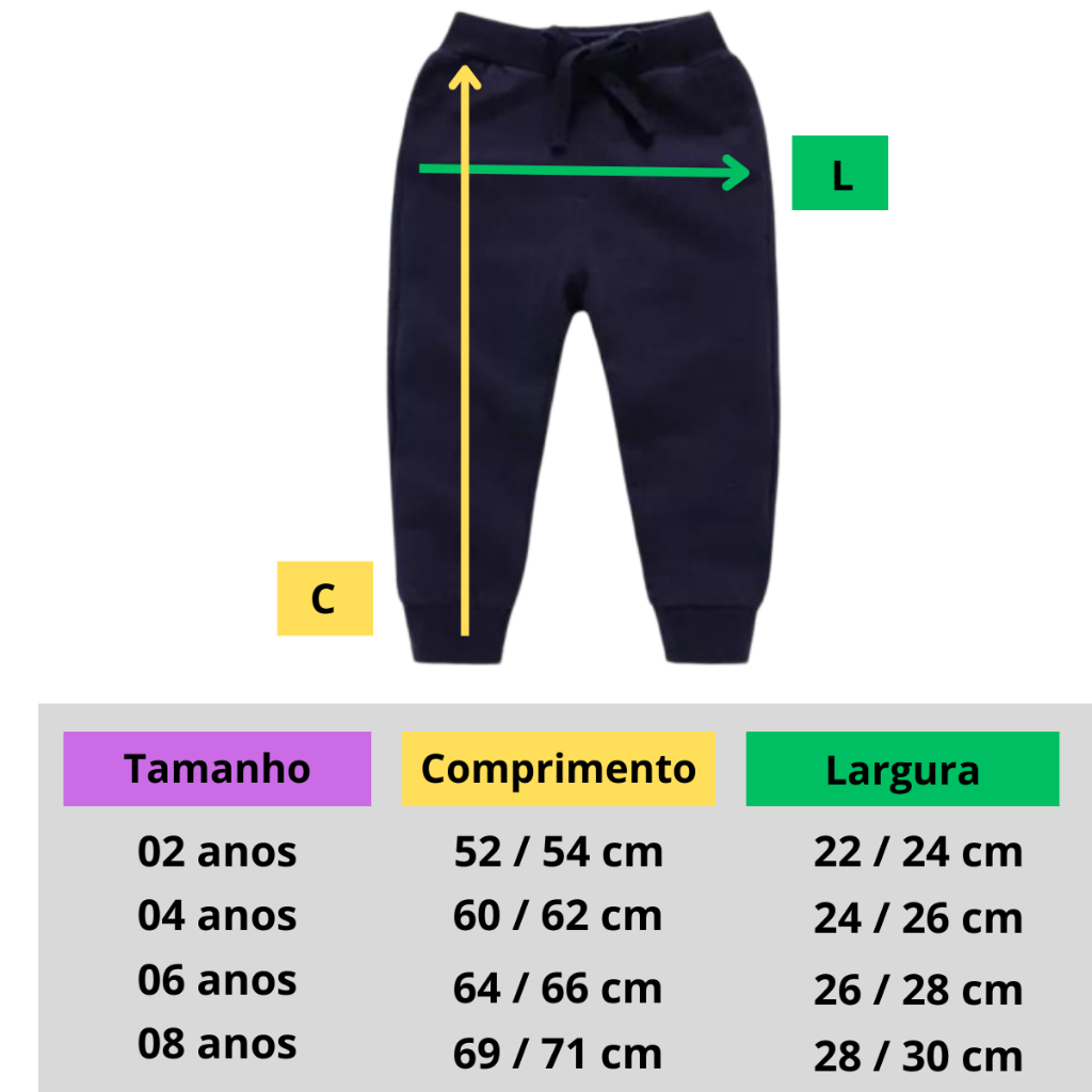 kit com 4 calças infantil de moletom flanelado menino e menina