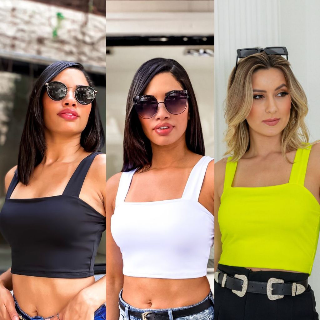 KIT 3: Cropped Alça Grossa Suplex - Várias Combinações