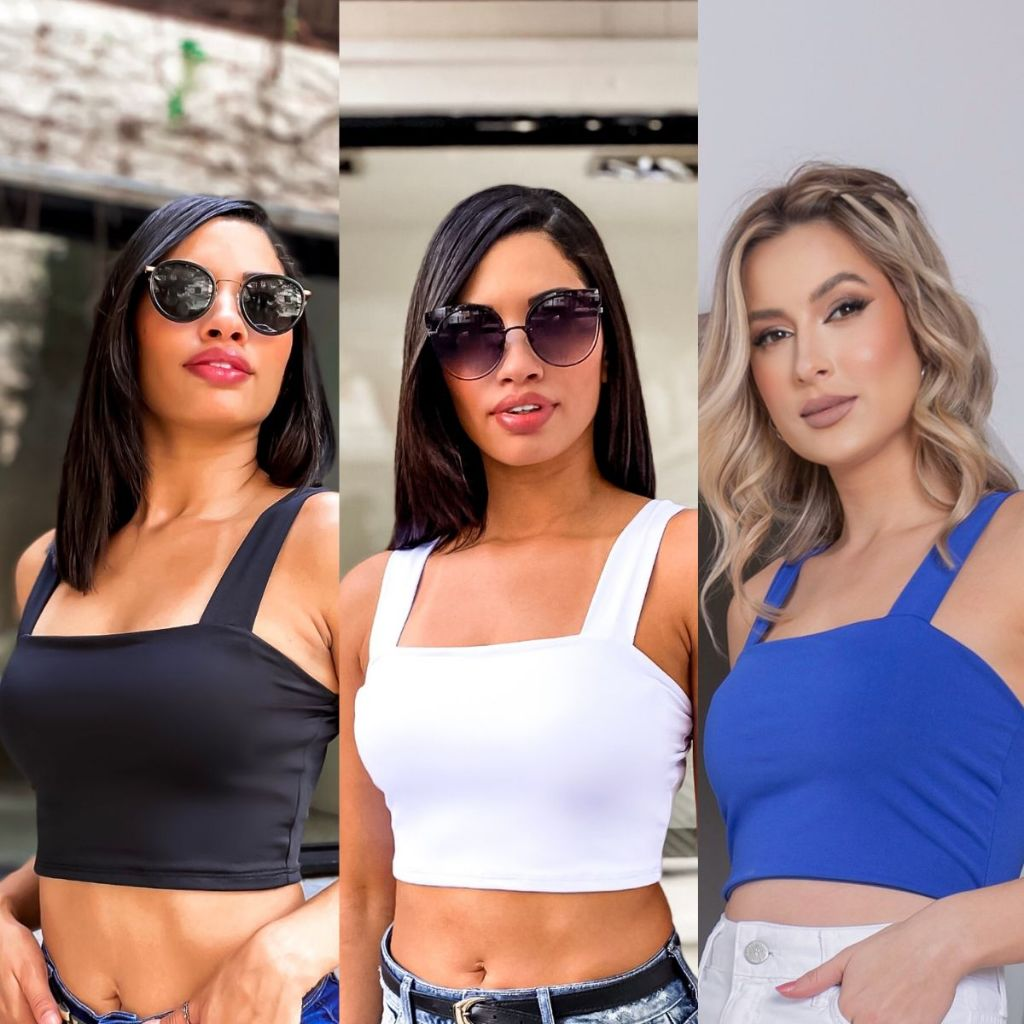 KIT 3: Cropped Alça Grossa Suplex - Várias Combinações