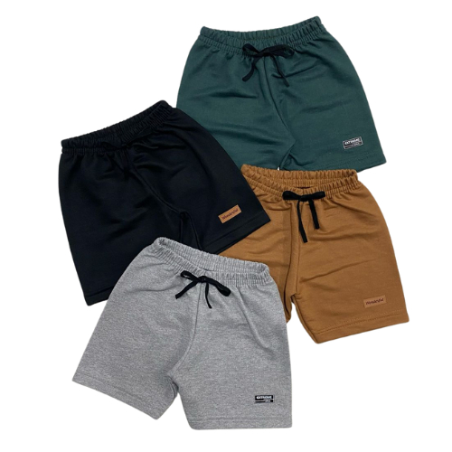 Kit C/ 4 Bermudas Para Menino - Moletinho de Algodão - Kit Sortido Com 4 Cores Diferentes OFERTA