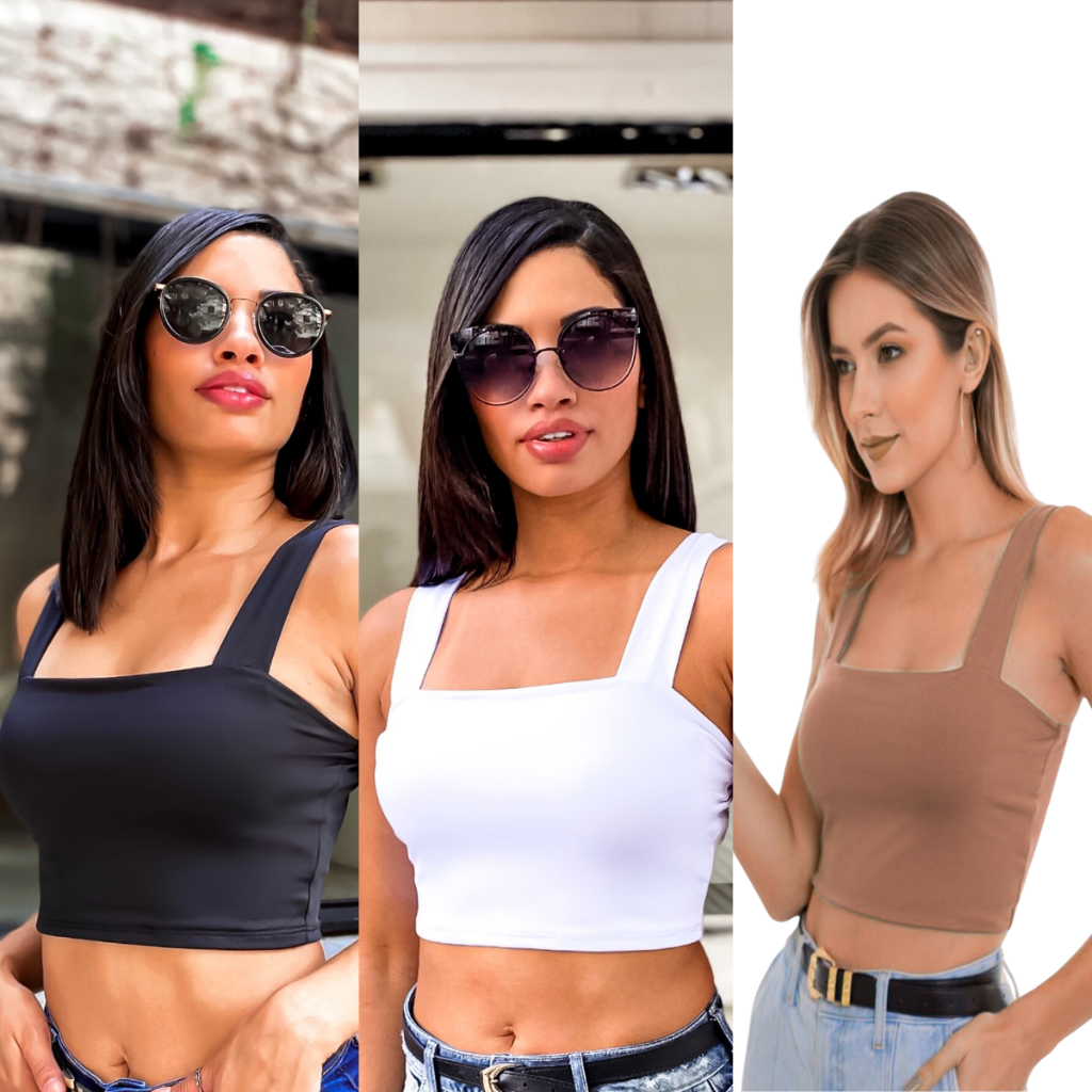 KIT 3: Cropped Alça Grossa Suplex - Várias Combinações