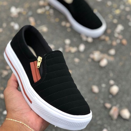 Tênis Sapatênis Sapatilha feminino Slip On Zíp casual Leve e confortável envio imediato