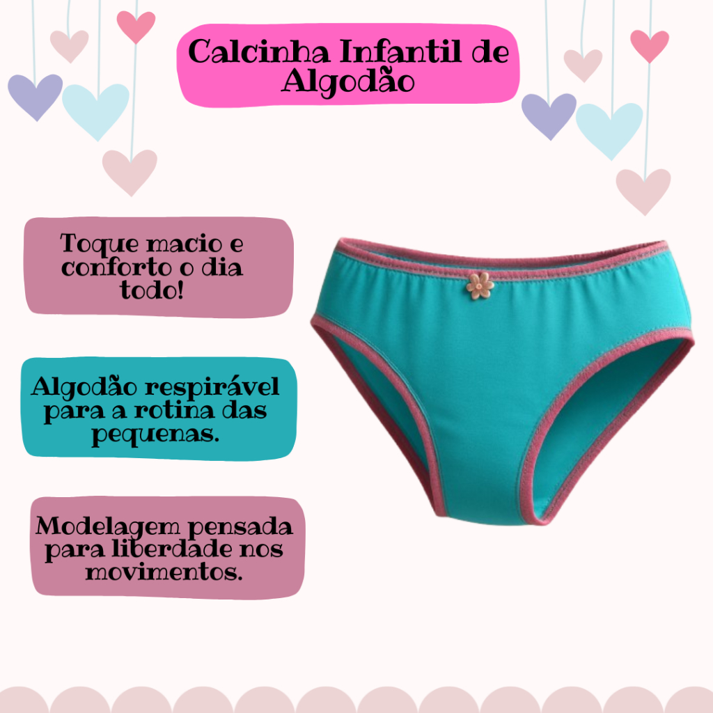 Kit 10 Calcinha Infantil De 01 a 12 Anos 100% Algodão
