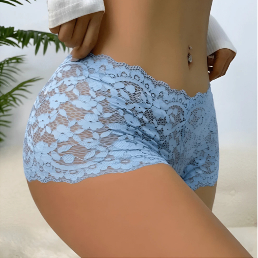 Kit 5 Calcinha Feminina de Renda Sensual Shortinho Caleçon Fio Dental Tanga Lingerie Calesson