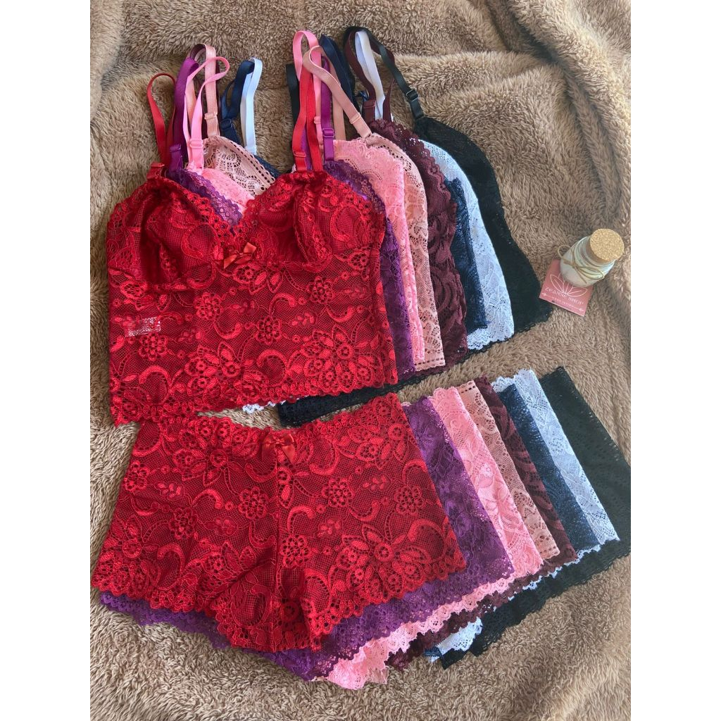 Kit 3 Conjunto Espera Marido PLUS SIZE cropped + calcinha calesson sem bojo e renda